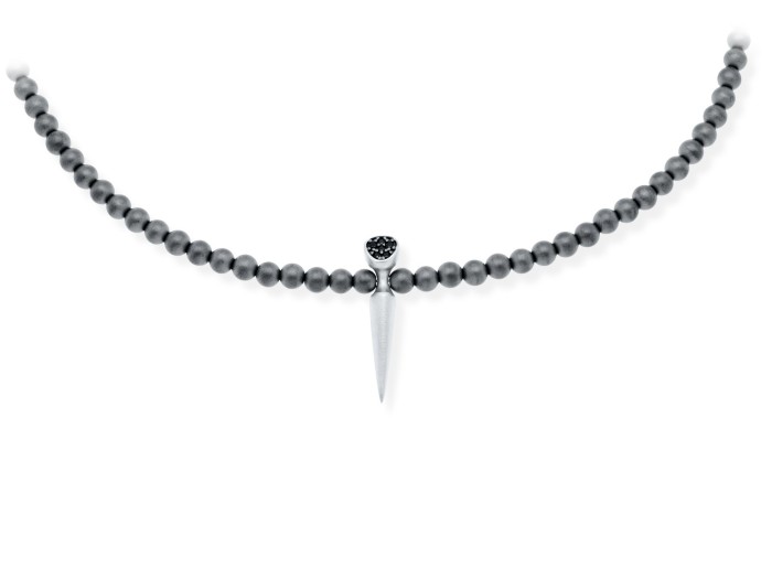 Gargantilla de plata y diamantes negros