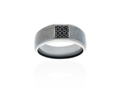 Anillo de plata con cuadrado de diamantes negros