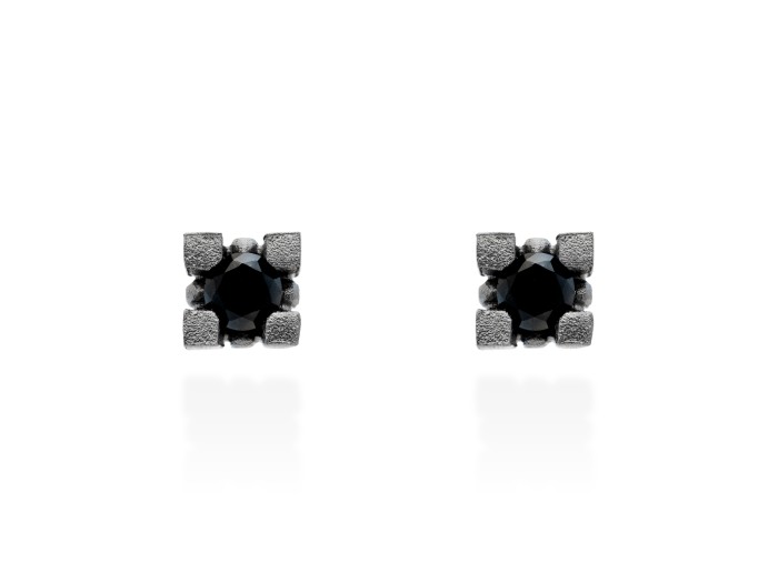 Pendientes de plata con diamantes negro