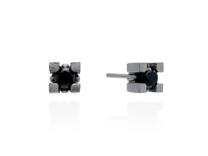 Pendientes de plata con diamantes negro