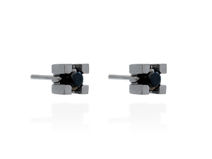 Pendientes de plata con diamantes negro