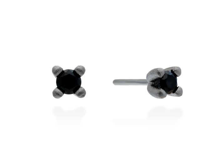 Pendientes de plata y diamantes negros
