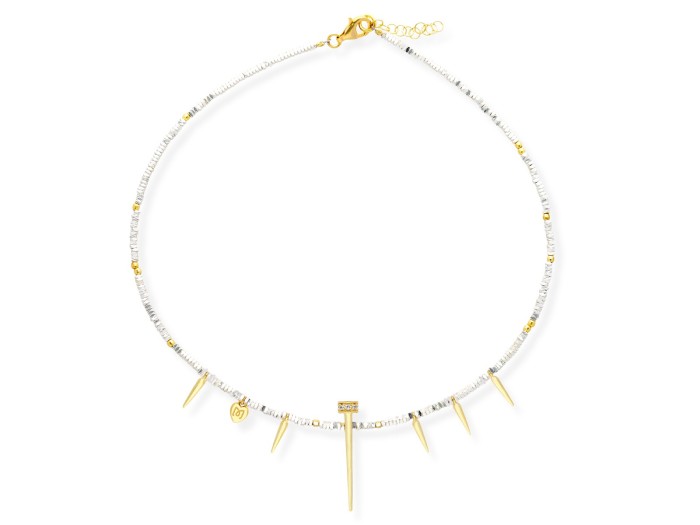 Gargantilla de plata y circonitas blancas Silk