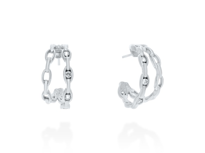 Pendientes de plata aros Tweed