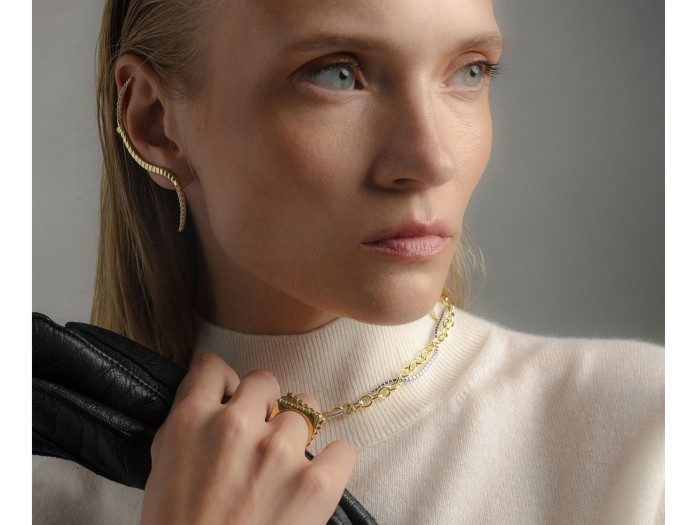 Pendientes de plata con circonitas asimétricos