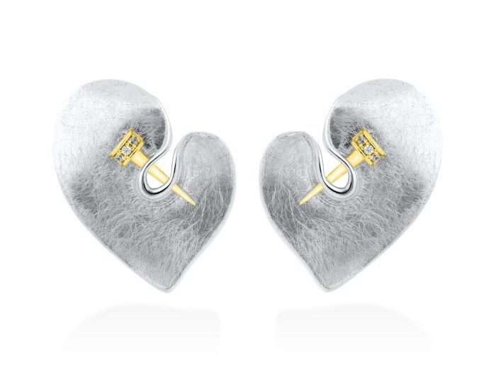 Pendientes de plata corazón Silk