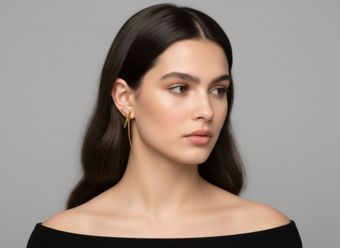 Pendientes de plata largos asimétricos