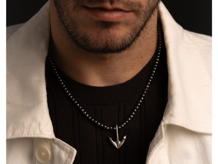 Collar de plata y oro amarillo con ancla