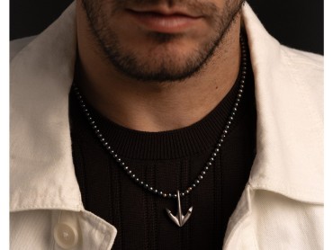 Collar de plata y oro amarillo con ancla