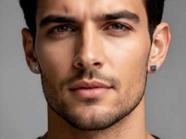 Pendientes de plata cuadrados con diamantes negros