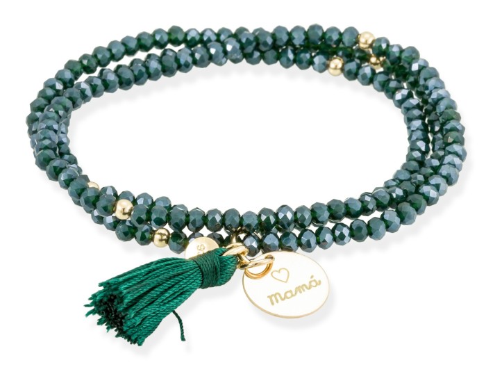 Bracelet ZEN DUNKELGRÜN mit Edelstein