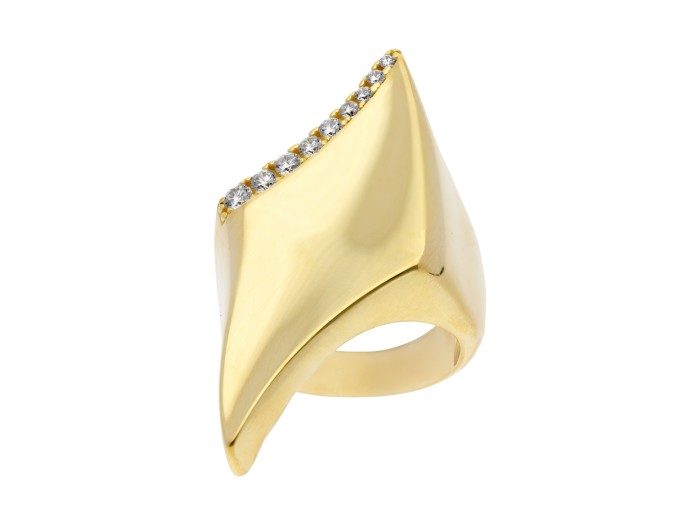 Wide Silver Ring with Cubic Zirconia. ETNA