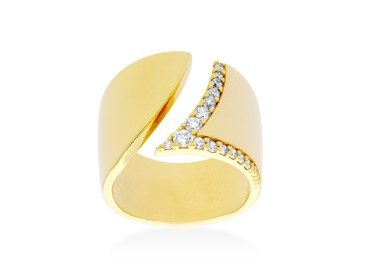 Anillo abierto de plata y circonitas