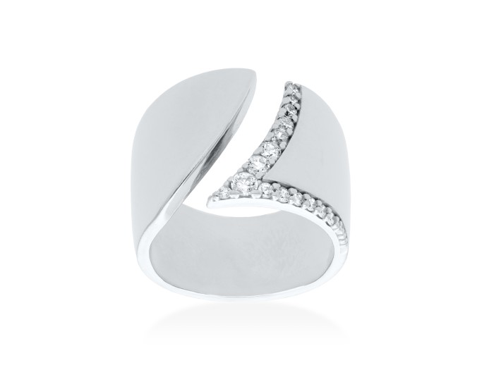 Anillo abierto de plata y circonitas