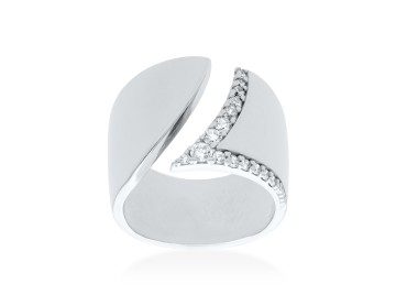 Anillo abierto de plata y circonitas