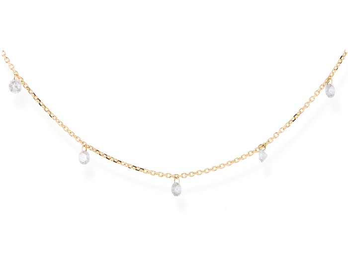 Gargantilla de Oro 18Kt cinco diamantes ballerina