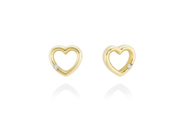 Piercing de Oro 18Kt con corazón y diamantes
