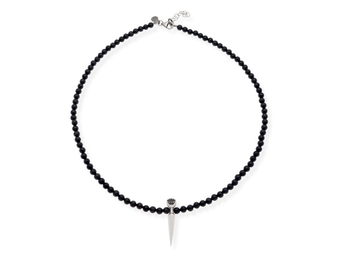 Collar de plata con diamantes negros y onix