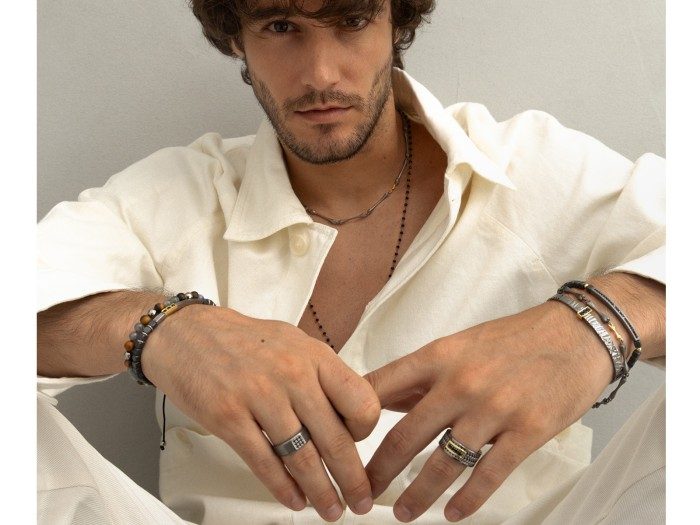 Pulsera de plata y oro amarillo huesitos