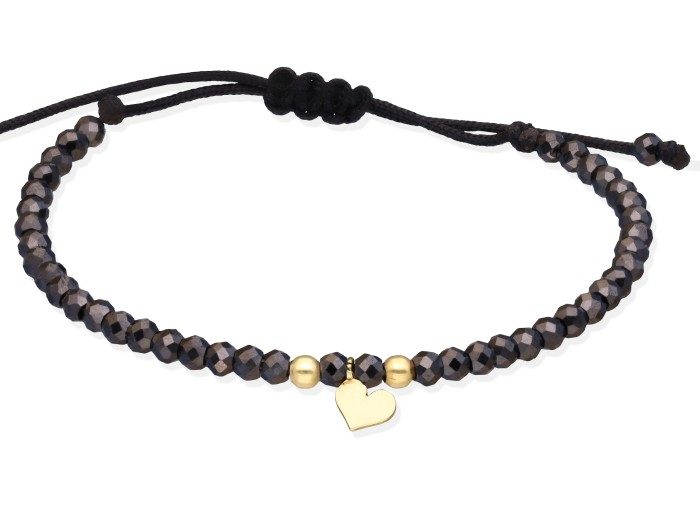 Pulsera de Oro y espinelas con corazón
