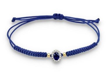 Pulsera de Oro con diamantes y piedra preciosa de zafiro