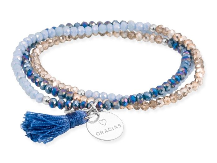 Armband ZEN Blau in silber rose vergoldet