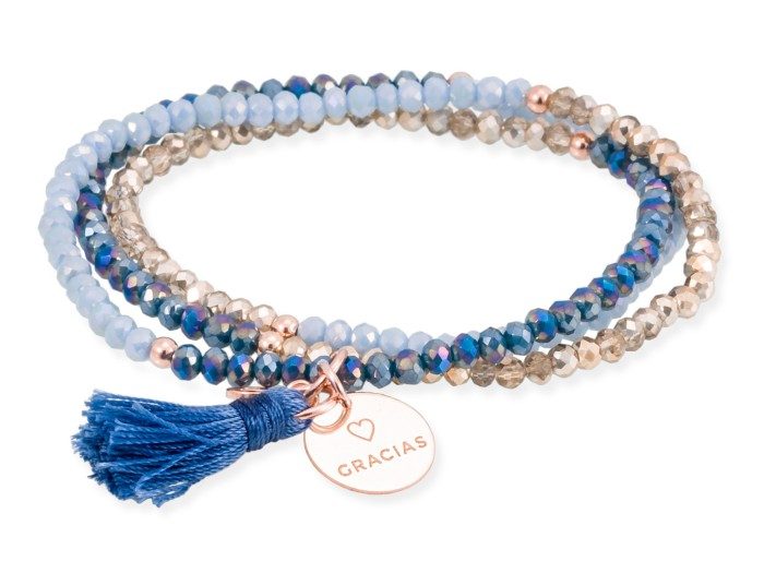 Armband ZEN Blau in silber rose vergoldet