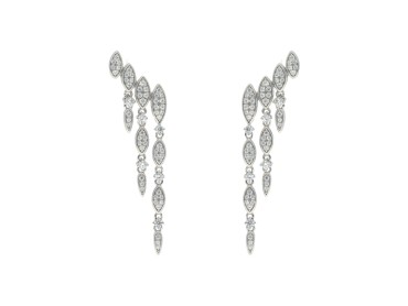 Silver climbing earrings with zirconia stones. CANDELA