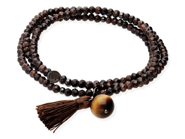 Silver and rhinestone crystal bracelet with Tiger’s Eye.