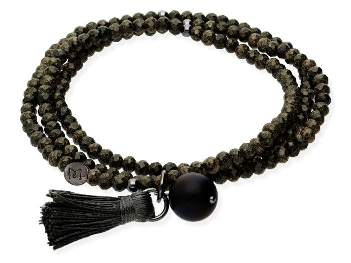 Armband aus Silber und Strasskristall mit Onyx. CAMOUFLAGE
