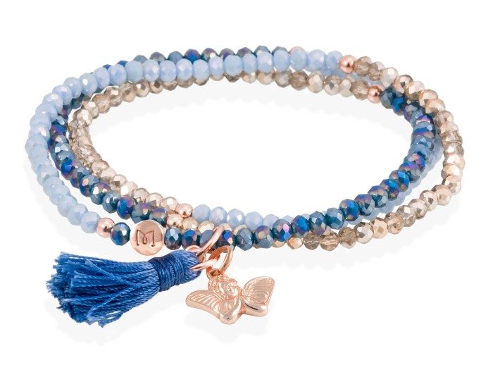 Armband ZEN Blau in silber rose vergoldet