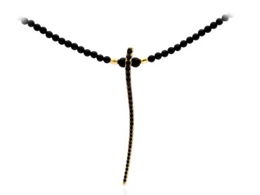 Silver choker with black spinel and onyx