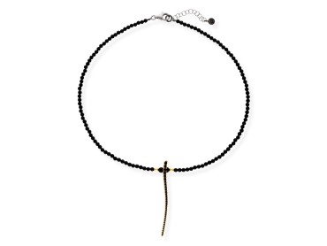 Silver choker with black spinel and onyx