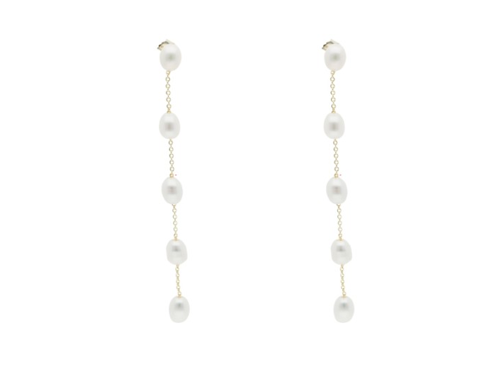 Pendiente de plata largo con perlas