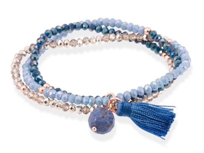 Armband ZEN Blau in silber rose vergoldet