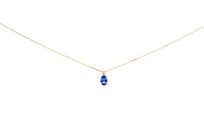 Gargantilla de oro con diamantes y tanzanita
