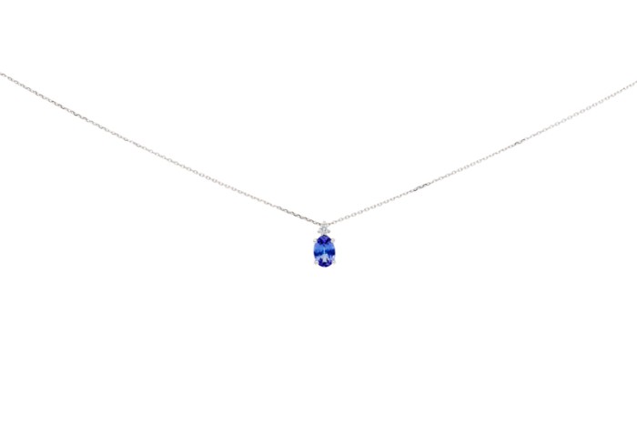 Gargantilla de oro con diamantes y tanzanita