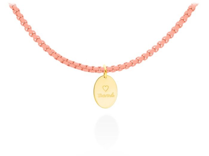 Gargantilla MAMA melocoton en plata dorada
