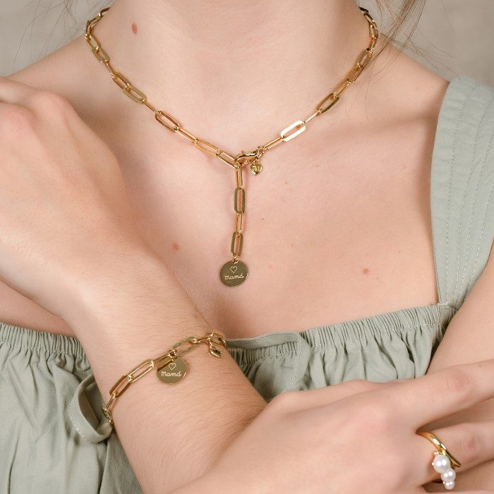 Necklace MAMÁ  in golden silver