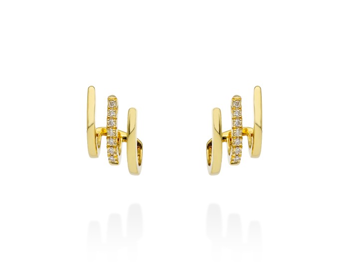 Pendientes   en Oro amarillo 18Kt y diamantes