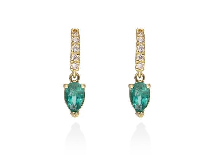 Pendientes   en Oro amarillo 18Kt y diamantes