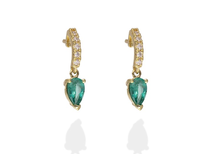 Pendientes   en Oro amarillo 18Kt y diamantes