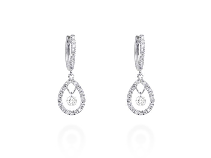 Pendientes   en Oro blanco 18Kt y diamantes