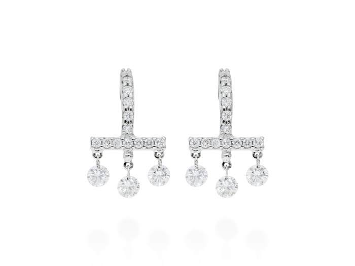 Pendientes   en Oro blanco 18Kt y diamantes