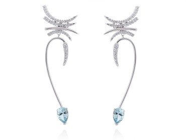 Pendientes de plata con piedra azul, rosa o blanca