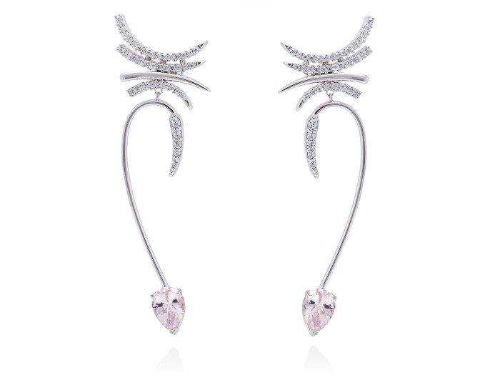 Pendientes de plata con piedra azul, rosa o blanca