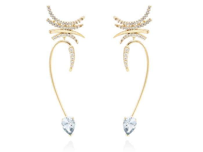 Pendientes de plata con piedra azul, rosa o blanca