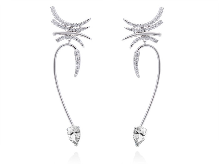 Pendientes de plata con piedra azul, rosa o blanca