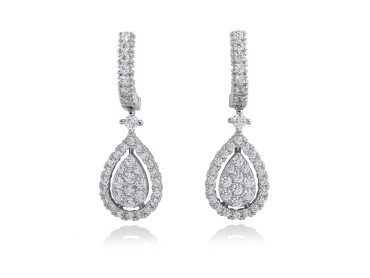 Pendientes de plata lágrima pavé