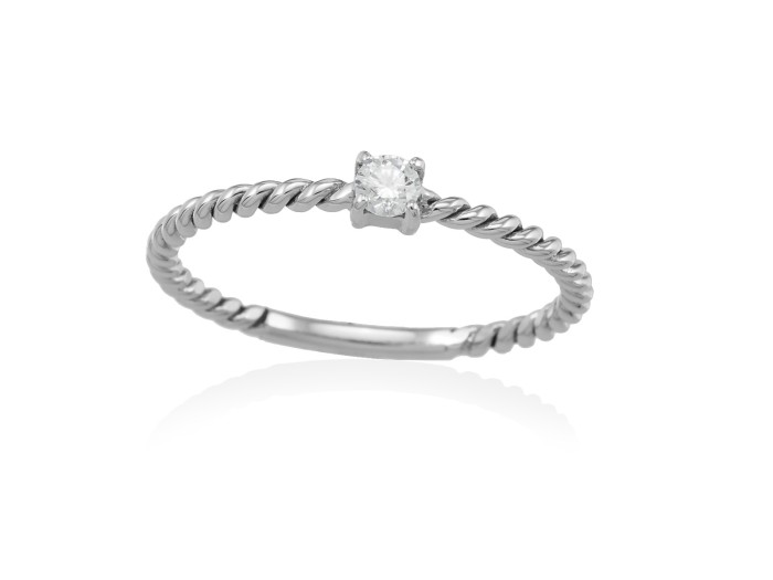 Anillo entorchado de Oro 18Kt. y diamantes
